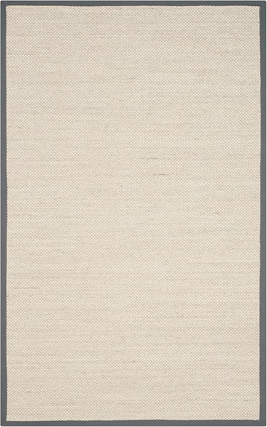 Safavieh Natural Fiber Collection Area Rug - 6' x 8', Marble & Dark Grey, Sisal with Cotton Border, Ideal for The Living Room, Bedroom, Dining Room (NF143D-68)