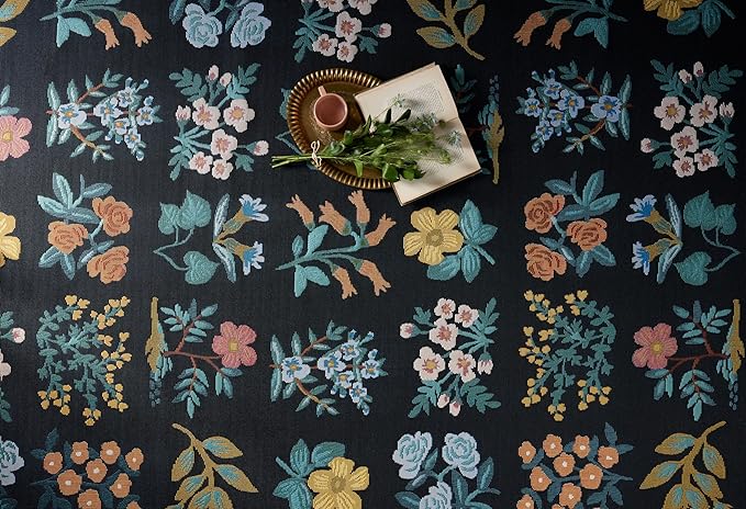 Loloi Rifle Paper Co. Perennial Collection Wildflower PRN-03 Black/Navy 2'-5" x 5'-6" Indoor/Outdoor Accent Rug