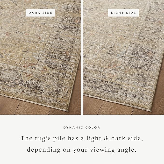 Loloi Magnolia Home by Joanna Gaines Millie Collection MIE-03 Gold/Charcoal 7'-10" x 7'-10", .25" Pile Height, Round Area Rug