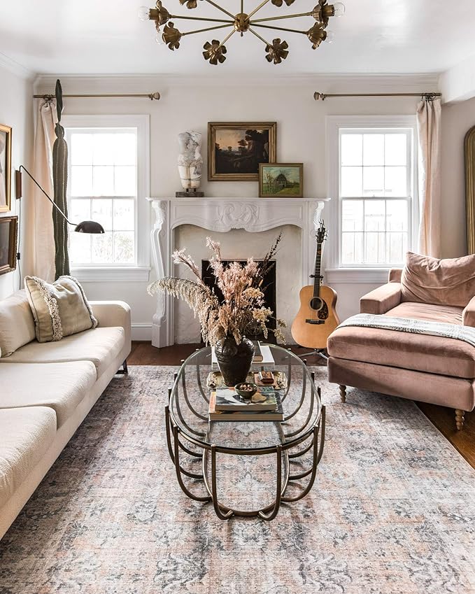 Loloi II Skye Collection SKY-01 Blush/Grey 2'-6" x 12'-0" Runner Rug