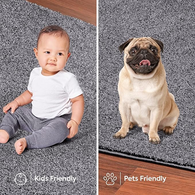 Furnish my Place Modern Indoor/Outdoor Commercial Solid Color Rug - Grey, 5' Hexagon, Pet and Kids Friendly Rug. Made in USA, Area Rugs Great for Kids, Pets, Event, Wedding
