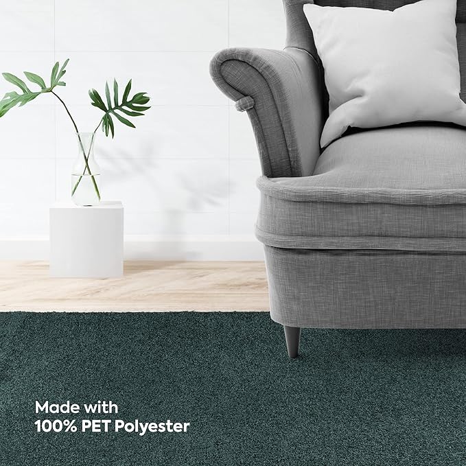 Furnish my Place Modern Indoor/Outdoor Commercial Solid Color Rug - Forest Green, 4' x 48' Oval, Pet and Kids Friendly Rug. Made in USA, Area Rugs Great for Kids, Pets, Event, Wedding