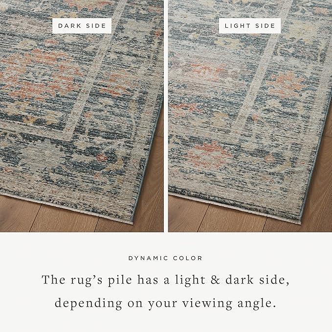 Loloi Magnolia Home by Joanna Gaines Millie Collection MIE-01 Blue/Multi 11'-6" x 15'-7", .25" Pile Height, Area Rug