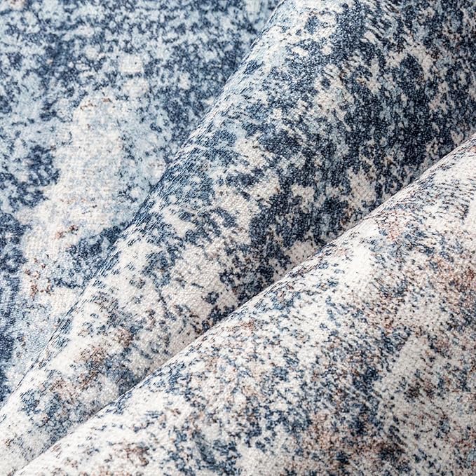 2x3 Entryway Rugs Dark Blue Machine Washable Area Rug Entrance Door Mat Indoor Accent Rug Abstract Non Slip Low Pile Carpet Distressed Throw Rug for Kitchen Bedroom Office
