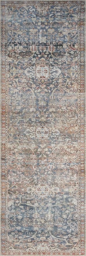 Loloi Chris Loves Julia Jules Collection JUL-06 Denim/Spice 2'-6'' x 9'-6'', .13" Pile Height, Runner Rug