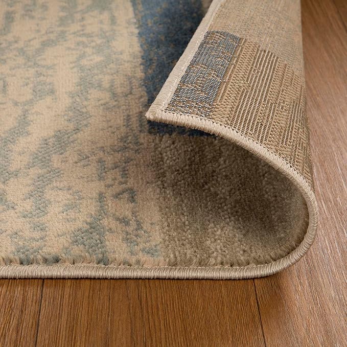 Superior Indoor Area Rug, Jute Backing, Plush Modern Rugs for Entryway, Kitchen Floors, Office Floor Cover, Color Block Rugs, Rockwood Collection, 5' x 8', Midnight Navy