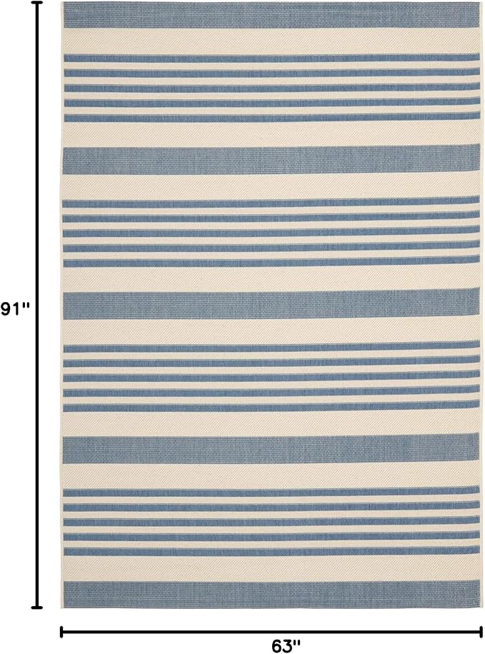 SAFAVIEH Courtyard Collection Area Rug - 5'3" x 7'7", Beige & Blue, Non-Shedding & Easy Care, Indoor/Outdoor & Washable-Ideal for Patio, Backyard, Mudroom (CY6062-233)
