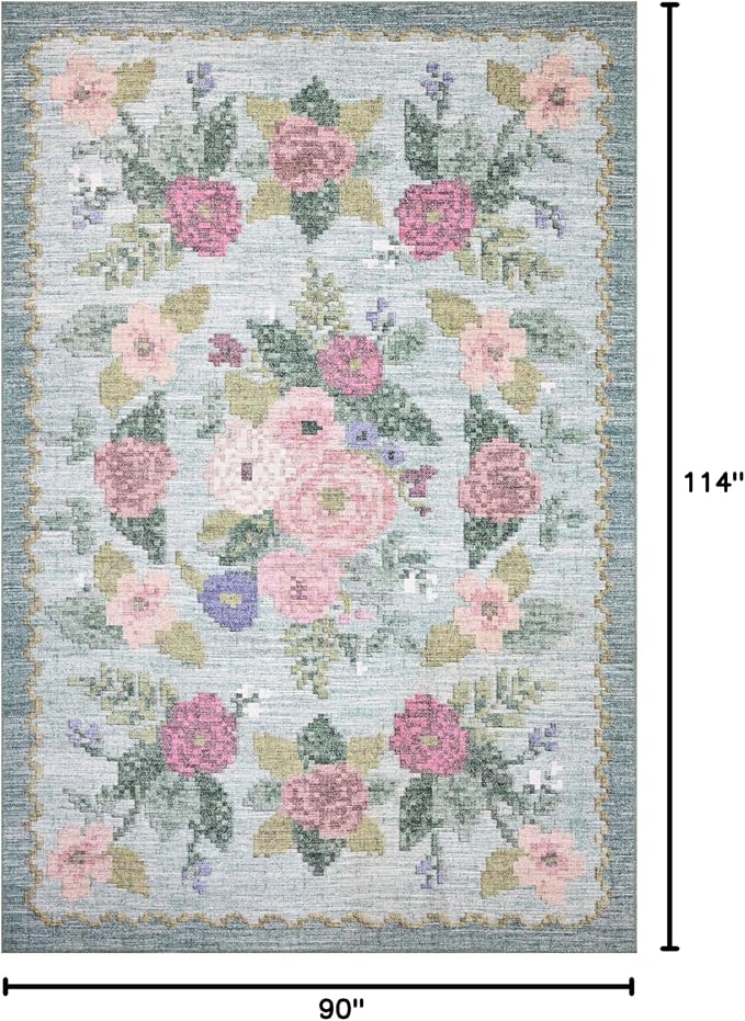Loloi Rifle Paper Co. Rosa Collection RSA-02 Sky 7'-6" x 9'-6" Area Rug