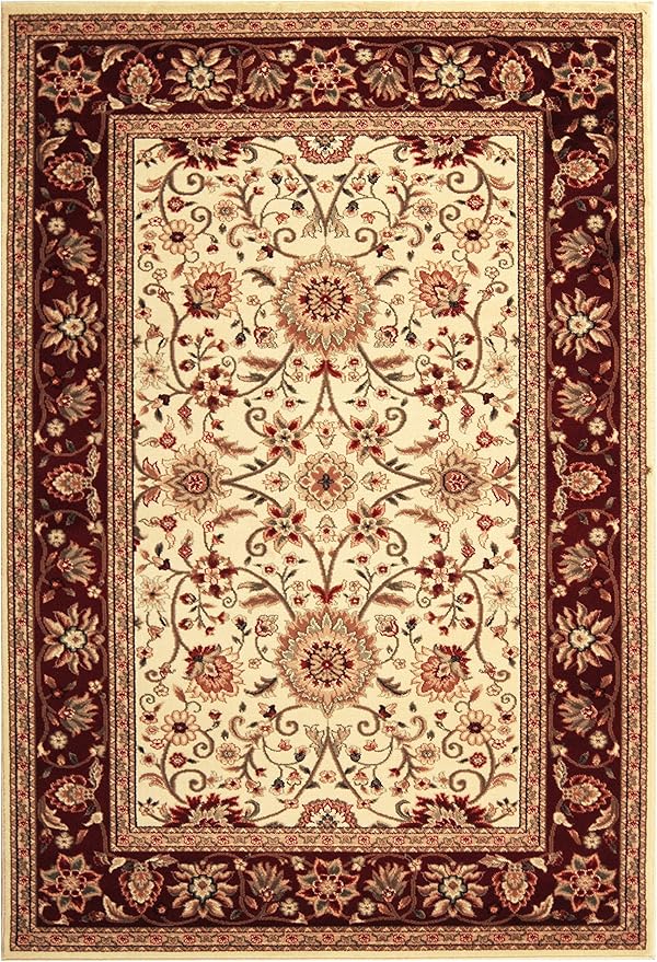 SAFAVIEH Lyndhurst Collection Area Rug - 5'3" x 7'6", Ivory & Red, Traditional Oriental Design, Non-Shedding & Easy Care, Ideal for High Traffic Areas in Living Room, Bedroom (LNH212K)