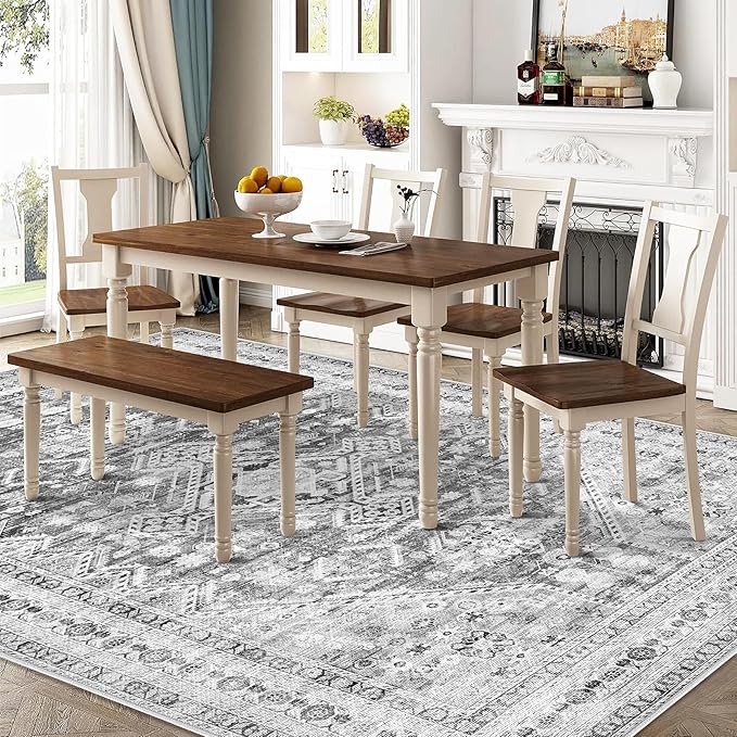 Zomfy Area Rug Vintage 9x12 Living Room Rugs: Large Washable Rug, Traditional Medallion Rug, Non Slip Boho Carpet for Bedroom Dining Table Kitchen Home Office(Grey, 9'x12')