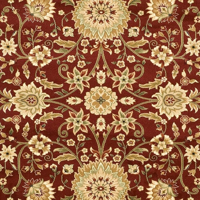 SAFAVIEH Lyndhurst Collection Area Rug - 8' x 11', Red & Ivory, Traditional Oriental Design, Non-Shedding & Easy Care, Ideal for High Traffic Areas in Living Room, Bedroom (LNH212F)