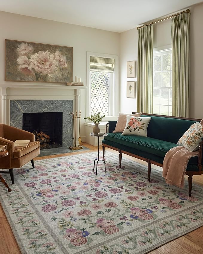 Loloi Rifle Paper Co. Rosa Collection RSA-01 Ivory 2'-0" x 5'-0" Accent Rug