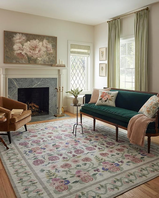Loloi Rifle Paper Co. Rosa Collection RSA-01 Ivory 2'-0" x 5'-0" Accent Rug