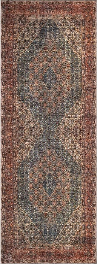 Keen Home Design 2x7 Rug - Machine Washable Runner Rug with Non-Slip Backing, Ideal for Hallway, Entryway, Kitchen, Laundry Room - Vintage, Easy Clean, Durable, Low Pile Rug - (2'6" x 7')