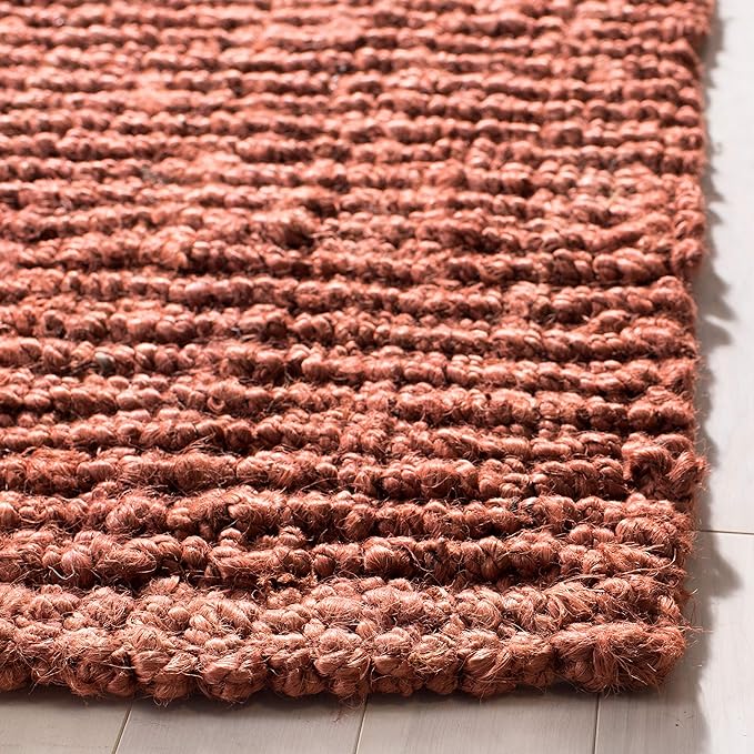SAFAVIEH Natural Fiber Collection 6' Square Rust NF447C Handmade Chunky Textured Premium Jute 0.75-inch Thick Area Rug