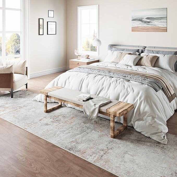 2x6 Runner Rug Washable Hallway Area Rug Indoor Accent Rug Abstract Non Slip Low Pile Carpet Distressed Throw Rugs for Bedroom Living Office Kitchen Laundry Bathroom