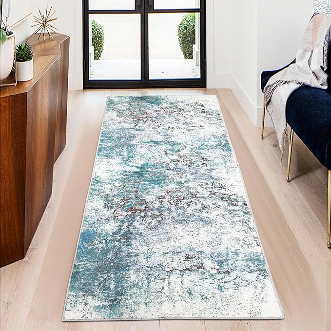 Abstract Runner Rug, 2x6 Washable Hallway Rug Runner Indoor Non-Slip Carpet Runner Soft Low Pile Printed Kitchen Runner Rugs for Entryway Laundry Room Entrance