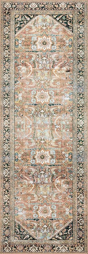 Loloi II Wynter Collection WYN-02 Auburn/Multi 2'-6" x 9'-6", .13" Thick, Runner Rug, Soft, Durable, Printed, Vintage Inspired, Low Pile, Non-Shedding, Easy Clean, Living Room Rug