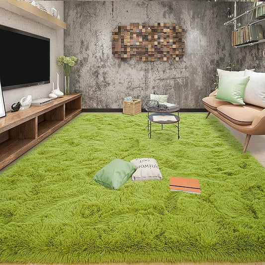 Tepook Super Soft Fluffy Rug for Bedroom, Modern Shaggy Rug Fuzzy Kids Rug for Living Room, Plush Indoor Nursery Home Decor Rug with Non-Slip Bottom, Grass Green, 6 X 9 Feet