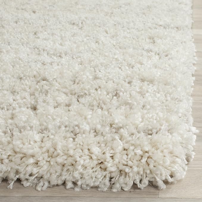 SAFAVIEH Arizona Shag Collection 2'3" x 22' Ivory/Beige ASG741A Moroccan Non-Shedding 1.6-inch Thick Living Room Dining Entryway Foyer Hallway Runner Rug