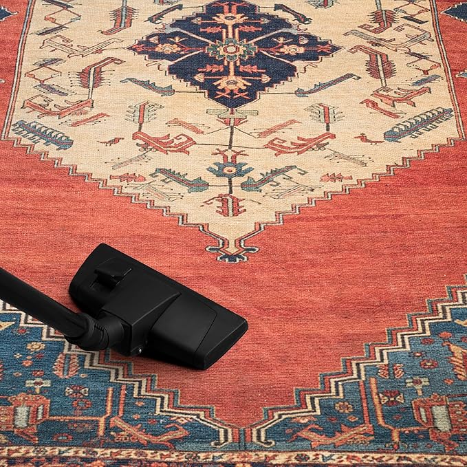 Keen Home Design 2x10 Rug - Machine Washable Runner Rug with Non-Slip Backing, Ideal for Hallway, Entryway, Kitchen, Laundry Room - Vintage, Easy Clean, Durable, Low Pile Rug - (2'6" x 10')