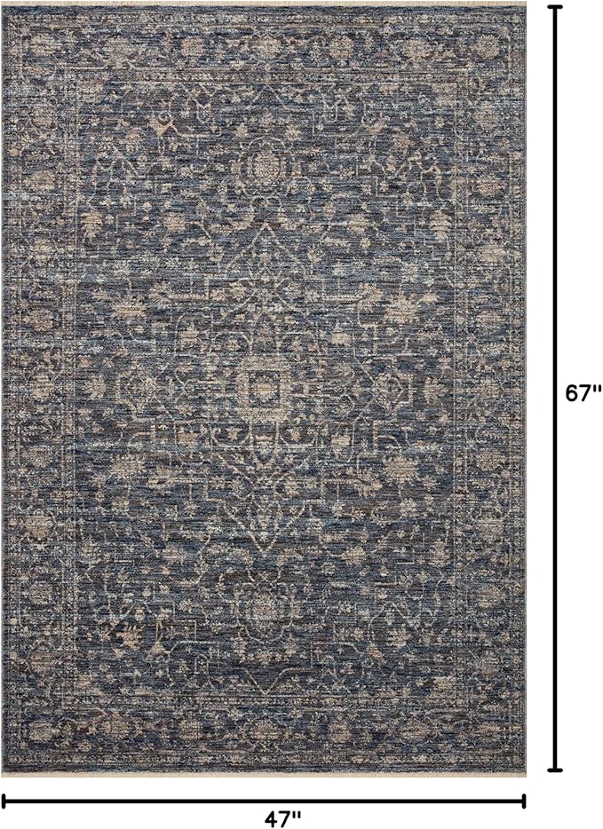 Loloi Sorrento Collection 3'-11" x 5'-7" Accent Rug in Midnight/Natural - Vintage Inspired Patterned Area Rug, Unique Area Rug for Living Room, Bedroom, Dining Area