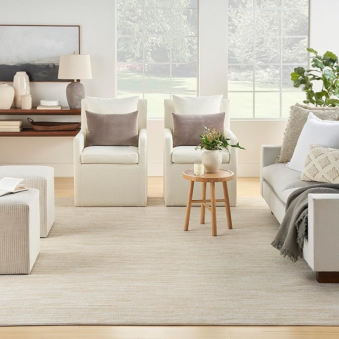 Nourison Essentials Indoor/Outdoor Ivory Gold 7' x 10' Area Rug, Easy Cleaning, Non Shedding, Bed Room, Living Room, Dining Room, Backyard, Deck, Patio (7x10)