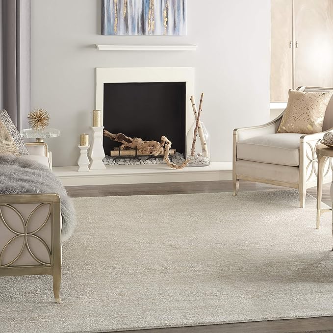 Nourison Essentials Indoor/Outdoor Ivory Beige 7' x 10' Area Rug, Easy Cleaning, Non Shedding, Bed Room, Living Room, Dining Room, Backyard, Deck, Patio (7x10)