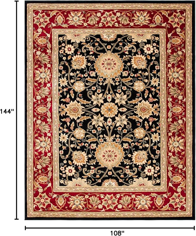 SAFAVIEH Lyndhurst Collection Area Rug - 9' x 12', Black & Red, Traditional Oriental Design, Non-Shedding & Easy Care, Ideal for High Traffic Areas in Living Room, Bedroom (LNH212G)