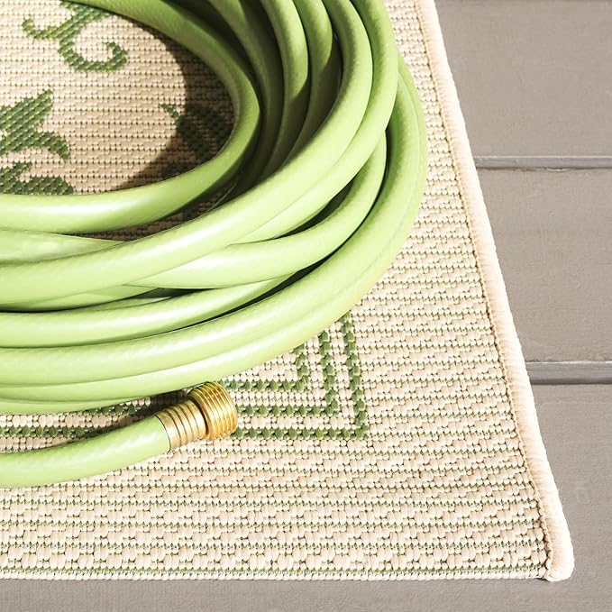 SAFAVIEH Courtyard Collection Accent Rug - 2' x 3'7", Natural & Olive, Indoor/Outdoor & Washable, Ideal for High Traffic Areas in Patio, Backyard, Mudroom, Entryway, Doormat (CY2098-1E01-2)