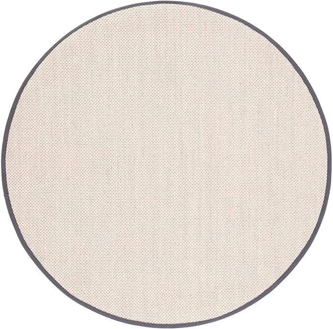 SAFAVIEH Natural Fiber Collection Area Rug - 4' Round, Marble & Dark Grey, Border Sisal Design, Easy Care, Ideal for High Traffic Areas in Living Room, Bedroom (NF143D)