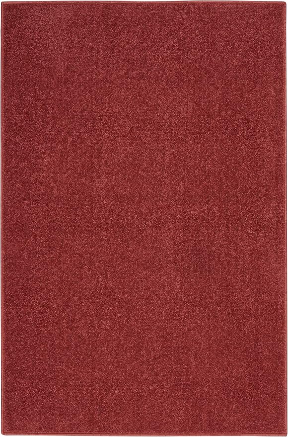 Nourison Essentials Indoor/Outdoor Brick Red 2' x 4' Area Rug, Easy Cleaning, Non Shedding, Bed Room, Living Room, Dining Room, Backyard, Deck, Patio (2x4)
