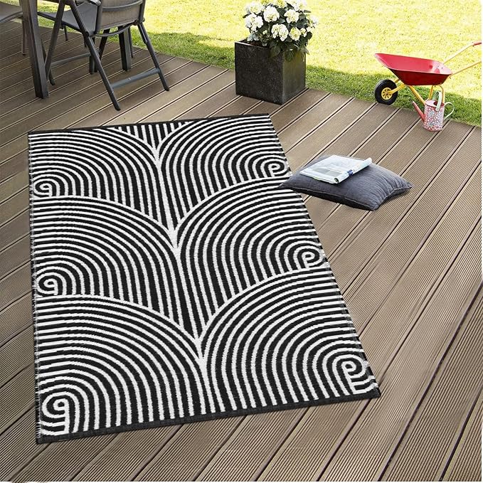 Tiffasea Living Room Rugs 3'x5', Machine Washable Area Rugs Reversible Indoor Outdoor Rugs Cotton Woven Front Door Rug for Entryway/Laundry/Bathroom/Bedroom/Kitchen(Black and White)