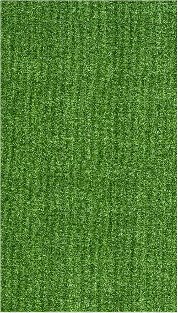 Sweethome Meadowland Collection Indoor and Outdoor Green Artificial Grass Turf Area Rug 6'6" X 9'3" Green Artificial Grass/Pet mat with Rubber Backed