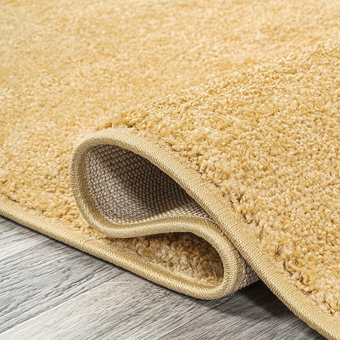 JONATHAN Y SEU100B-216 Haze Solid Low-Pile Indoor Runner Rug, Coastal, Bohemian, Minimalist, Classic, Casual for Bedroom,Kitchen,Living Room,Non Shedding,Easy-Washing, Yellow, 2 X 16