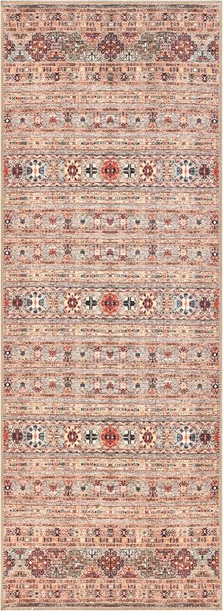 Keen Home Design 2x12 Rug - Machine Washable Runner Rug with Non-Slip Backing, Ideal for Hallway, Entryway, Kitchen, Laundry Room - Vintage, Easy Clean, Durable, Low Pile Rug - (2'6" x 12')