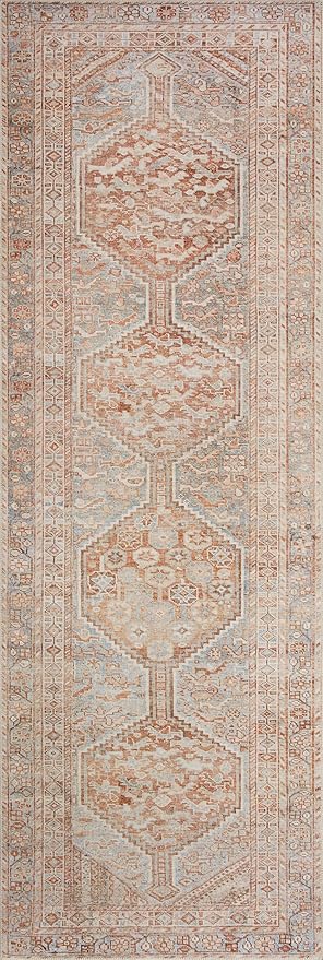 Loloi Chris Loves Julia Jules Collection JUL-04 Tangerine/Mist 2'-6'' x 9'-6'', .13" Pile Height, Runner Rug