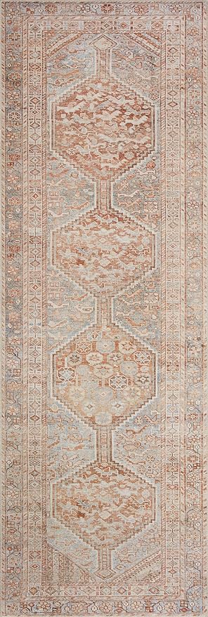 Loloi Chris Loves Julia Jules Collection JUL-04 Tangerine/Mist 9'-6" x 14', .13" Pile Height, Area Rug
