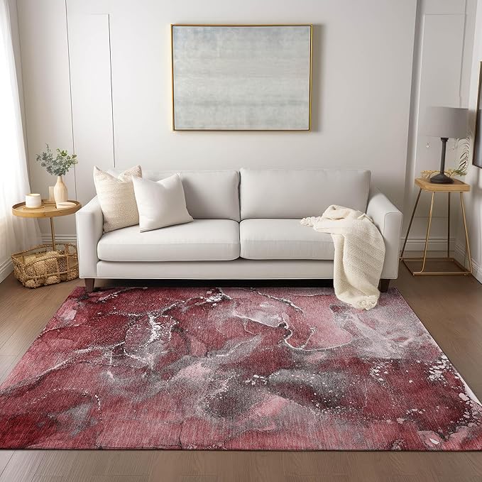 Addison Rugs Chantille ACN518 Red 9' x 12 Indoor Outdoor Area Rug, Stain Resistant, Machine Washable, Non Shedding, Bedroom, Living Room, Dining Room, Kitchen Rug
