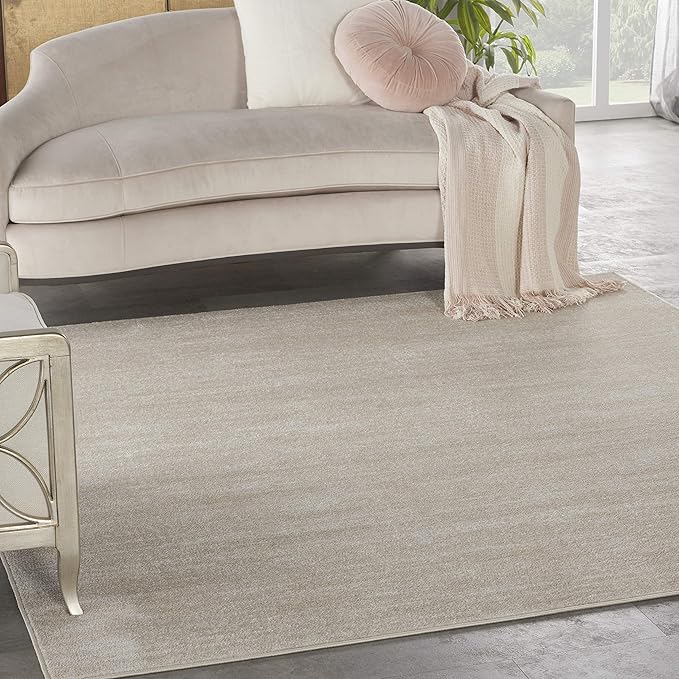 Nourison Essentials Indoor/Outdoor Ivory Beige 5' x Square Area Rug, Easy Cleaning, Non Shedding, Bed Room, Living Room, Dining Room, Backyard, Deck, Patio (5 Square)