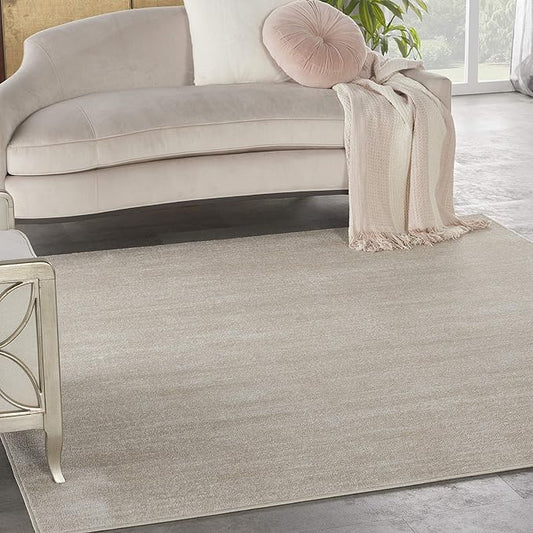 Nourison Essentials Indoor/Outdoor Ivory Beige 5' x Square Area Rug, Easy Cleaning, Non Shedding, Bed Room, Living Room, Dining Room, Backyard, Deck, Patio (5 Square)