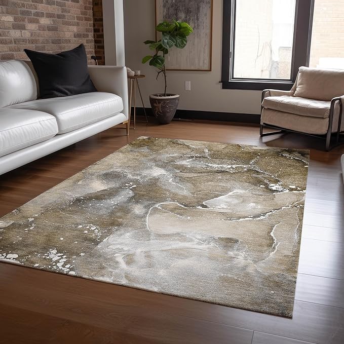 Addison Rugs Chantille ACN518 Brown 5' x 7'6 Indoor Outdoor Area Rug, Stain Resistant, Machine Washable, Non Shedding, Bedroom, Living Room, Dining Room, Kitchen Rug