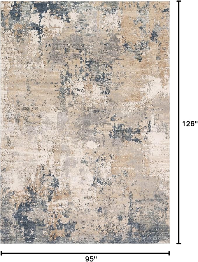 Loloi Teagan Collection 7'-11" x 10'-6" Area Rug in Sand/Mist - Large Area Rug, Soft Neutral Rug, High-Traffic for Living Room, Bedroom, Home Office, Dining Area