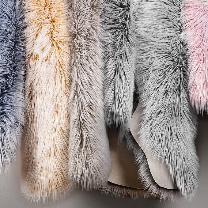 Ashler faux fur rug, Fluffy Shaggy Area Rug Ultra Soft 3 x 5 Feet Rectangle Fur Rug Frosted Bottom Beige Fuzzy Rug Machine Washable Shag Rug, Nursery Decor Throw Rugs for Bedroom, Living Room