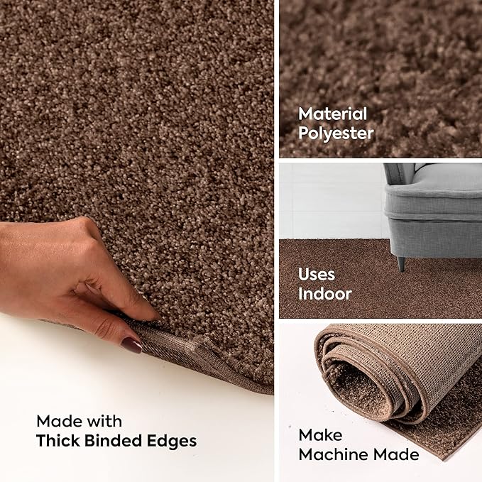 Furnish my Place Modern Indoor/Outdoor Commercial Solid Color Rug - Brown, 3' x 26', Runner, Pet and Kids Friendly Rug. Made in USA, Area Rugs Great for Kids, Pets, Event, Wedding