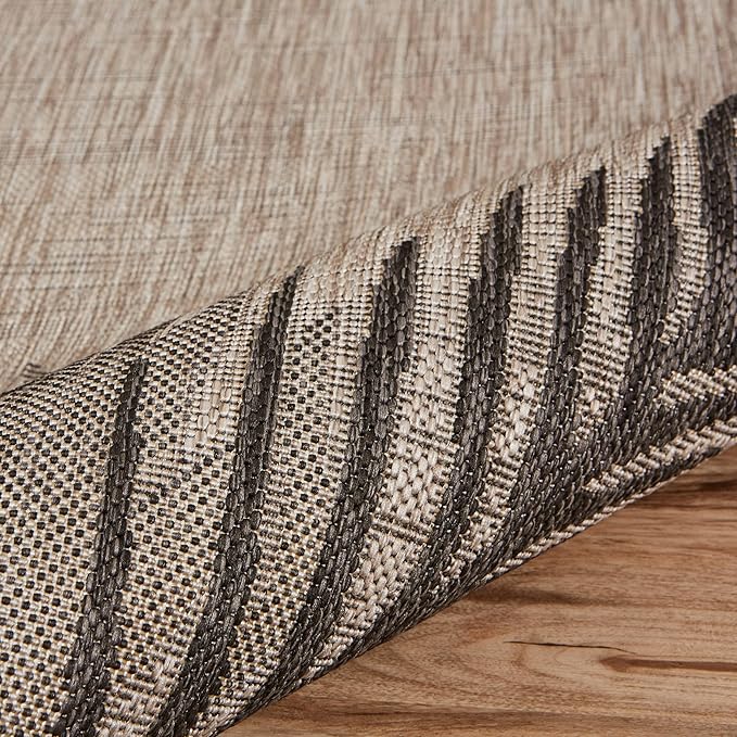 LR Home Captiva Shaded Palms Indoor/Outdoor Area Rug, 5' x 7', Beige/Black