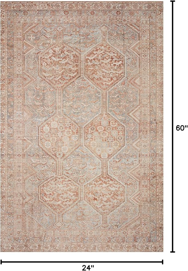 Loloi Chris Loves Julia Jules Collection JUL-04 Tangerine/Mist 2'-0'' x 5'-0'', .13" Pile Height, Accent Rug