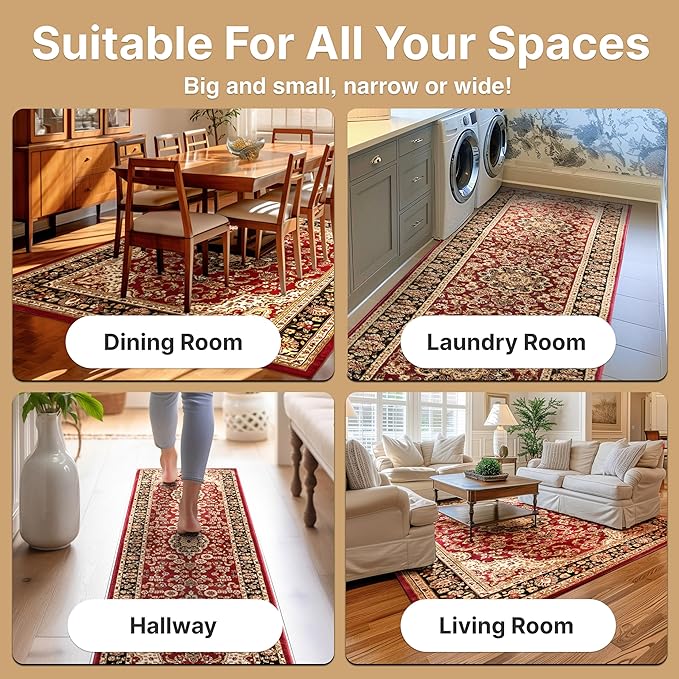 Well Woven Barclay Collection Medallion Kashan Red 5x7 (5'3" x 7'3") Area Rugs - Stain & Fade Resistant - Perfect Red Rug for Living Room, Bedroom, or Dining Room