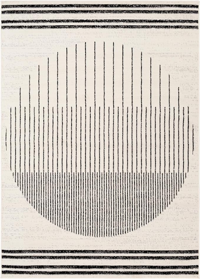 Livabliss Penrod Modern Geometric Area Rug, 4'3" x 5'7", Black/Ivory