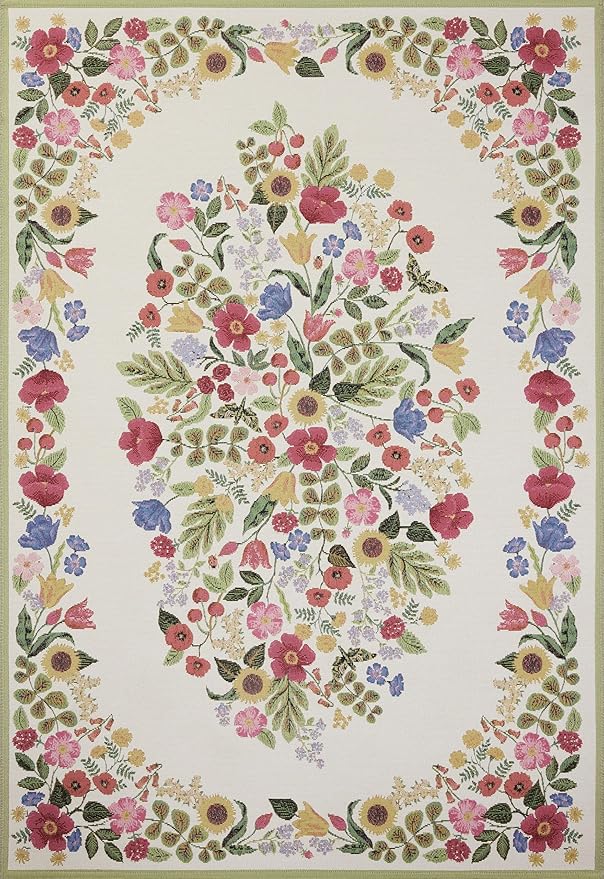 Loloi Rifle Paper Co. Perennial Collection Blossom PRN-01 Cream 2'-5" x 3'-11" Indoor/Outdoor Accent Rug
